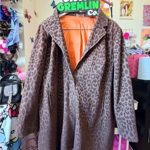 Dialogue Brown Leopard Print Teddy Jacket